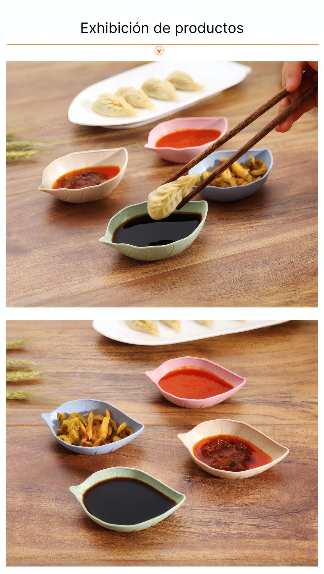 Platos para salsas domésticos con diseño creativo japonés - Hechos de paja de trigo, versátiles para uso en la cocina. Platos para comida y condimentos. Platos para salsas domésticos con diseño creativo japonés - Hechos de paja de trigo, versátiles para uso en la cocina. Platos para comida y condimentos.