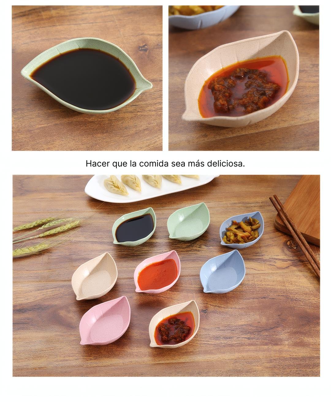 Platos para salsas domésticos con diseño creativo japonés - Hechos de paja de trigo, versátiles para uso en la cocina. Platos para comida y condimentos. Platos para salsas domésticos con diseño creativo japonés - Hechos de paja de trigo, versátiles para uso en la cocina. Platos para comida y condimentos.