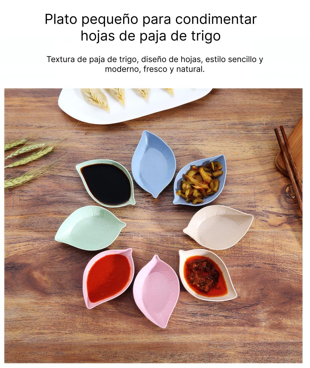 Platos para salsas domésticos con diseño creativo japonés - Hechos de paja de trigo, versátiles para uso en la cocina. Platos para comida y condimentos. Platos para salsas domésticos con diseño creativo japonés - Hechos de paja de trigo, versátiles para uso en la cocina. Platos para comida y condimentos.