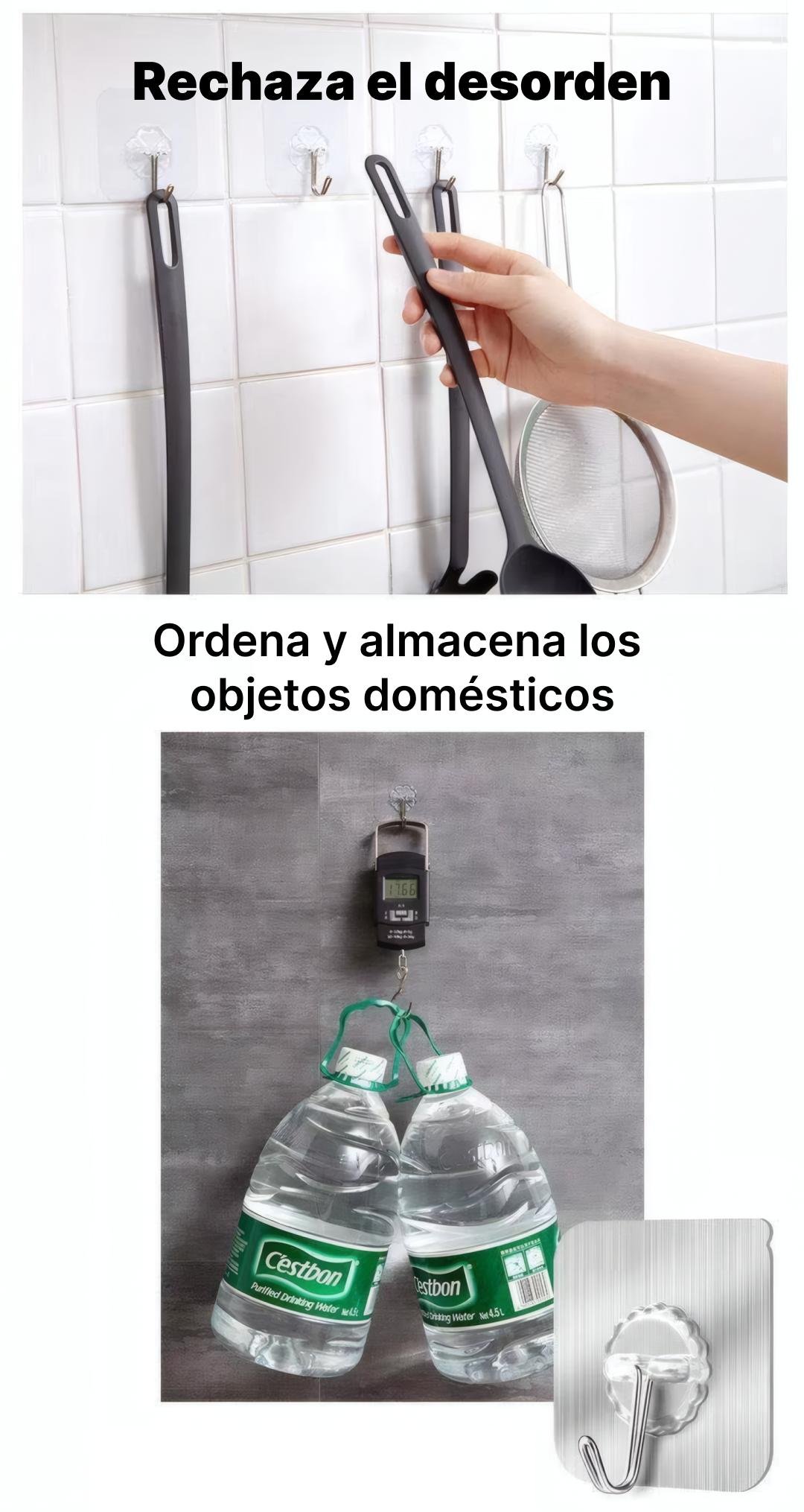Ganchos transparentes multifuncionales - Estantes para almacenamiento. Ideal para uso en hogar, habitaciones, paredes, puertas y gabinetes. Ganchos transparentes multifuncionales - Estantes para almacenamiento. Ideal para uso en hogar, habitaciones, paredes, puertas y gabinetes.